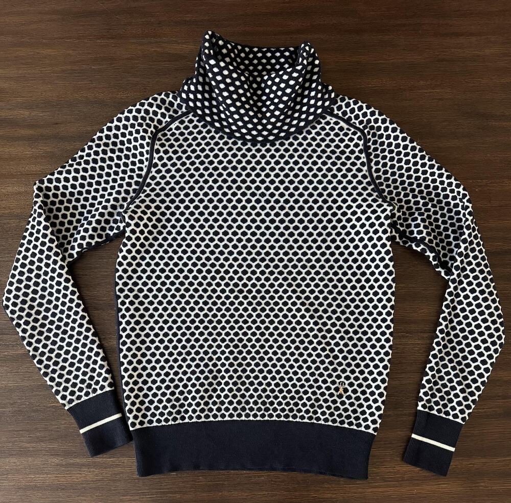 Patrizia Pepe Wool Sweater Womens XS Honeycomb Cowl Neck Geometric Pullover Knit